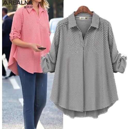 Blusas mujer de moda 2020 autumn Vintage Blouse Women Casual Loose plaid shirt women Cotton Linen Tunic Tops chemise femme 4XL