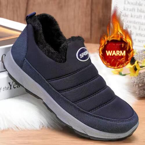 Qmaigie men snow boots slip on Shoes Warm Men Basic Boots Working Shoes Man winter shoes for men sneakers Plush Furry Footwear