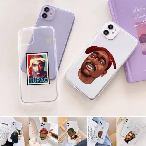 Tupac 2PAC Rapper Phone Case Transparent for iPhone 11 12 6 7 8 Pro X XS Max XR Plus Silicone Soft TPU Clear mobile bags coque