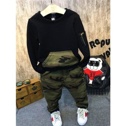 Boys Clothing Sets New Spring Autumn Fashion Style Long Sleeve Camouflage Printing Design for Children Clothing 2-6years