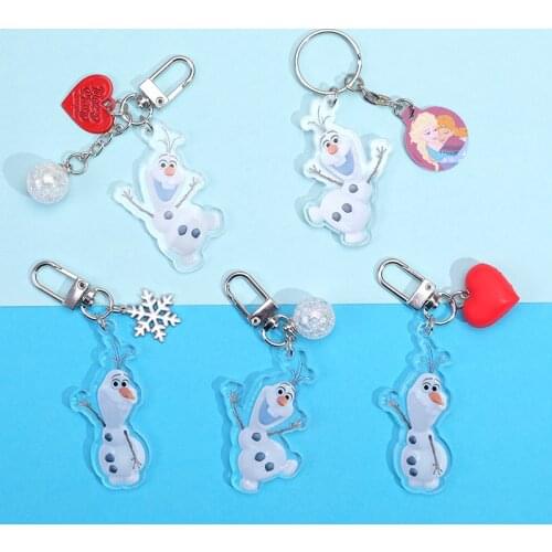 Disney Frozen Keychain Cute for Girls Anime Snowman Olaf Pendant Movie & TV Model Holiday gifts For children Women Key chain