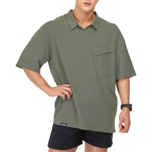 Summer Men T-shirt Plain Color Lapel Half Sleeve Loose Shirt Sports Tops Sports Tees Sweatshirt