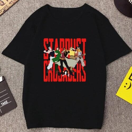 Japanese Anime JoJos Bizarre Adventure Printed Tee Starudts Crusaders Fashion Short Clothes Summer Casual Tops Vogue Streetwear