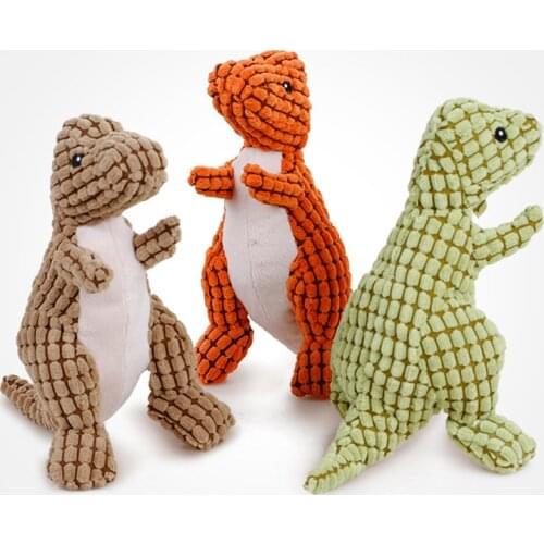 Gomaomi Dinosaur Shape Pet Dog Chew Toy Plush Dog Squeaker Sound Toys