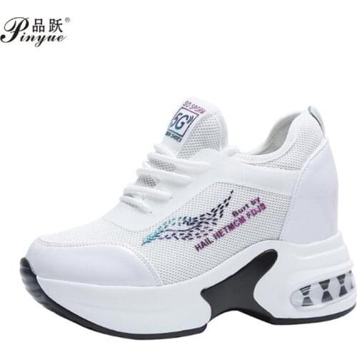 Platform Wedges Womens Sneakers Spring autumn High Quality Mesh Breathable Increased womens shoes Casual Shoes