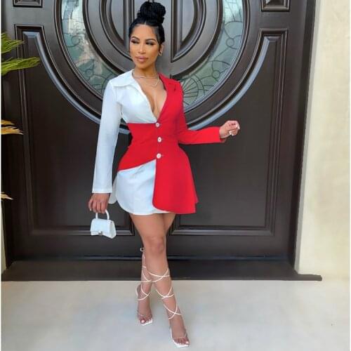 Summer Clothing Sexy Color Matching Buttons Shirt Dress Birthday Party Lounge Club Outfits Goth Streetwear Y2k Clothes Wholesale