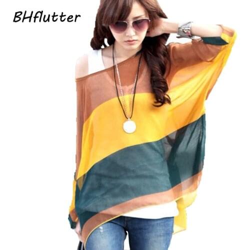 Summer Tops Women New Fashion 2018 Vintage Bohemian Clothing Batwing Sleeve Chiffon Blouse Shirt Plus Size 6XL For Big Women