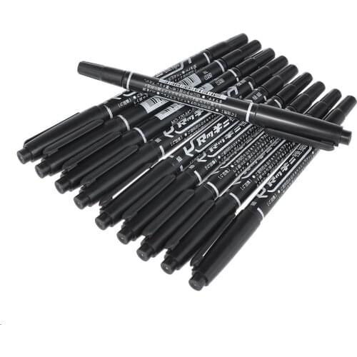 Lot 10 DVD CD Double Tip Fine Waterproof Permanent Oily Marker Pen Black