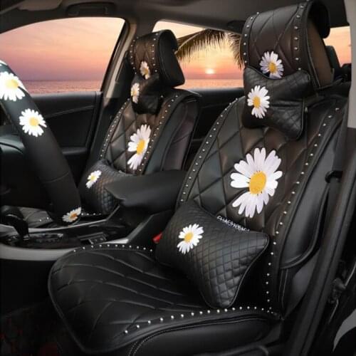 2020 Fashion Goddess Car Seat Cute Cartoon Car Seat Cushion Small Daisy Four Seasons Universal Seat Cover Summer