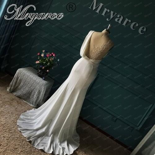 Mryarce Unique Bride 2020 Scoop Neck Amazing Back Luxury Beading Mermaid Bridal Gowns