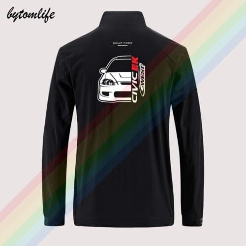 Honda Civic EK West Front Slim Sport Jacket Mens Street Windbreaker Zipper Jacket Mens Casual Back Printing Jacket Asian Size