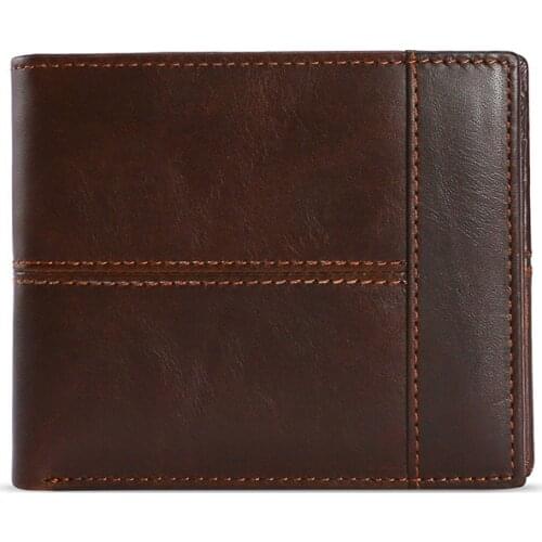 Vintage European style Male wallet Genuine Leather Mens wallet 16 card slots short Wallet men RFID Small wallet for men