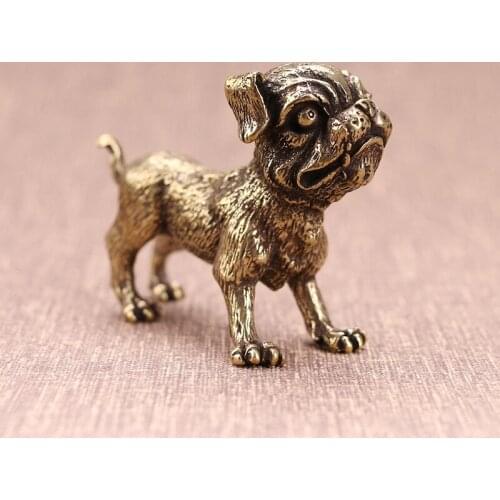 Pure Copper Dog Home Desktop Ornaments Decoration Retro Brass Animal Figurines Miniatures Pet Dog Antique Feng Shui Bronze Gifts