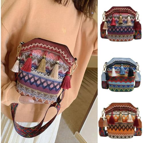 2020 Newest Hot Women Ladies Summer Boho Style Vantage Tote Bag for Women Retro Bags Handbag Shoulder Purse Tassel Messenger