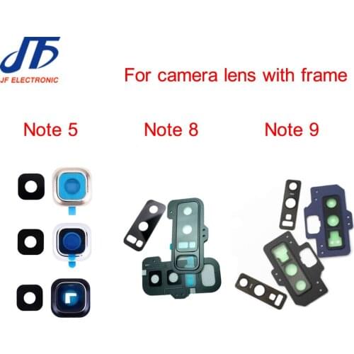 New For Samsung Galaxy Note 5 note 8 9 Rear Back Main Camera Glass Lens Cover with Frame Replacement Parts 100Pcs/Lot