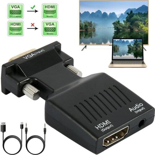 VGA to HDMI-compatible Converter Audio Video Adapter Connector PC Full Laptop Projector 1080P HD For TV To TV AV K2F4