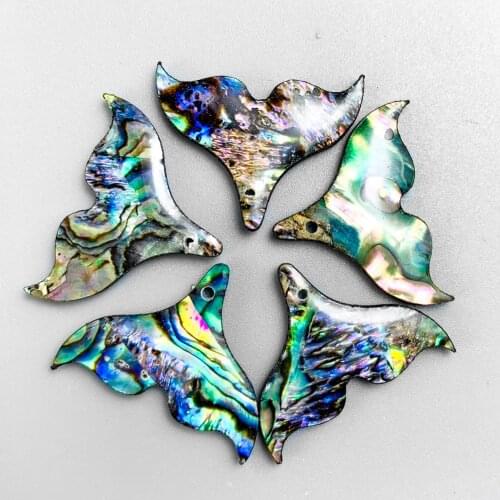 5PCS Natural Abalone Shell Fish Tail Pendants Charms Mother of Pearl Shell for DIY Jewelry Making 25*20mm Fishtail Seashell Gift