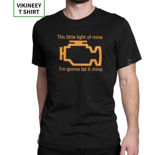 Check Engine Let It Shine Mechanic Mens T Shirt Car Fix Engineer Vintage Tees Short Sleeve T-Shirts Cotton Printed Clothes