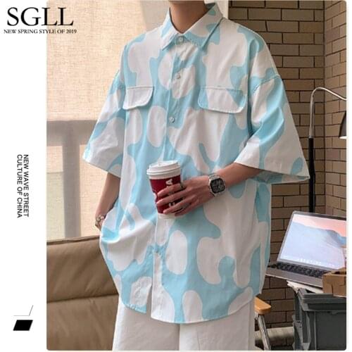 Summer Short Sleeve Shirt Mens ruffian handsome lazy style DK uniform half Sleeve coat casual loose trend Shirt Favourite