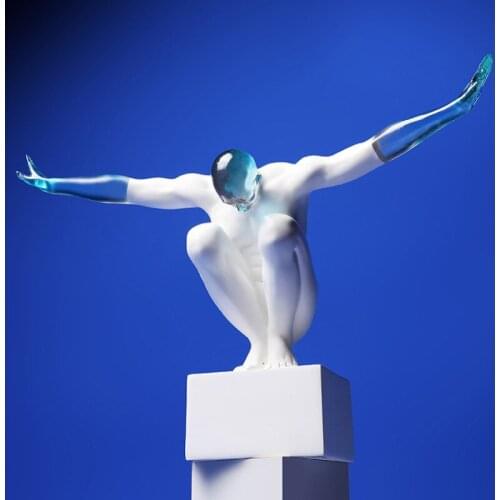 Athlete Ornaments with Arms Extended Creative Characters Transparent Resin Crafts Living Room Entrance Bookcase Decoration