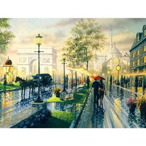 YNX new 5D diamond painting round diamond lovers walk cross stitch square diamond DIY Street View diamond painting