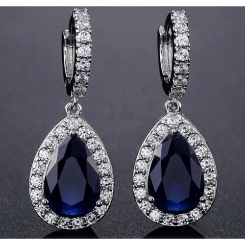 Zlxgirl jewelry brand water drop cubic zirconia copper Earring jewelry for womens wedding bridal fashion earrings