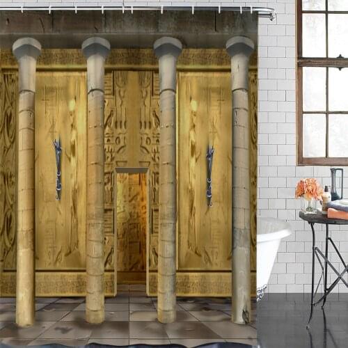 Egyptian Temple Culture Symbol Shower Curtain Polyester Fabric Bathroom Home Decor Waterproof Shower Curtains with Hooks