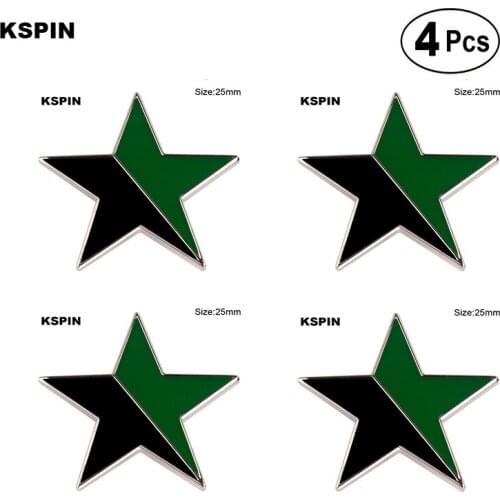 Green-Black Star Lapel Pin Flag badge Brooch Pins Badges 4Pcs a Lot