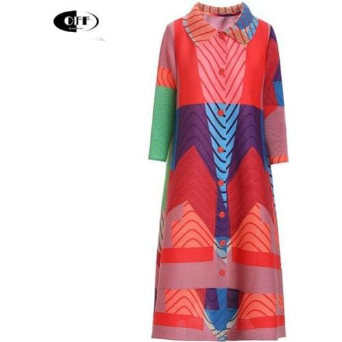 Women Pleated Long Sleeve Dress Hit Color Striped Loose Lapel Single Breasted Dresses Summer Fashion Oversized Clothes Femme Y2K