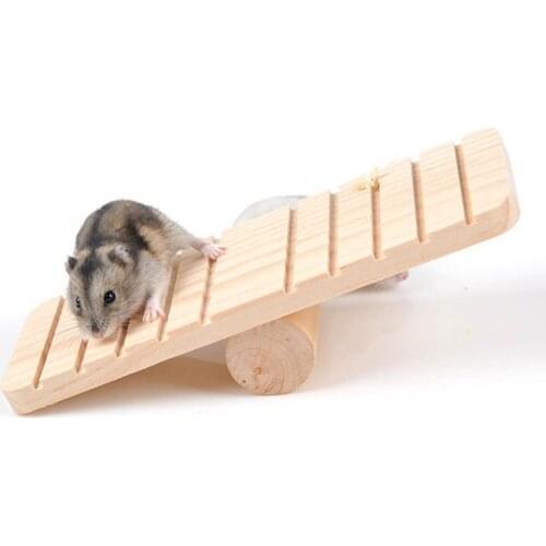 1PCS Small Pet Seesaw Funny Hamster Seesaw Toy Hamster Wooden Chew Toy Rat Seesaw Non-slip Sports Exercise Toy