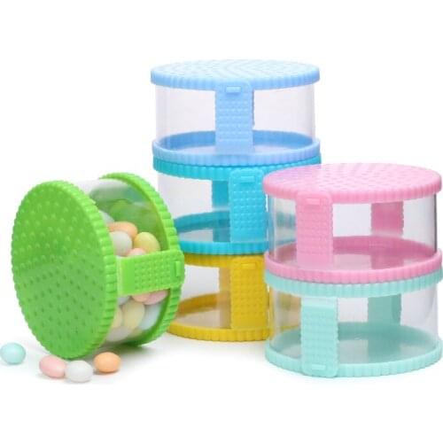 12pcs Round transparent plastic candy box wedding candy box mini plastic box