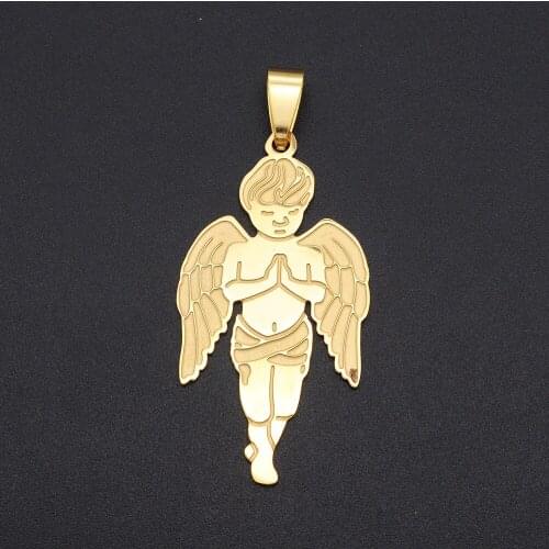 3pcs/lot 23x52 Stainless Steel Angel Hip Hop Pendant Wholesale Womens Necklaces Pendants Mens Necklace Pendant