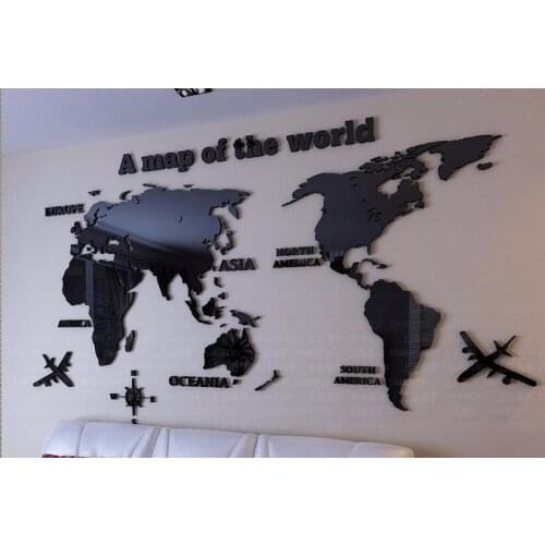 DIY Map of The World 3d Crystal Acrylic Three-dimensional Wall Stickers TV Wall Office Sofa Background Wall Decoration