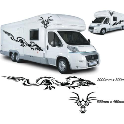 4PCS FOR DRAGON GRAPHICS MOTORHOME VINYL STICKERS DECALS CAMPER VAN RV CARAVAN HORSEBOX