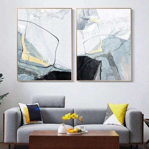 Abstract White Light Blue Canvas Painting Posters Prints Minimalist Style Wall Art Pictures For Living Room Cuadros Deocration