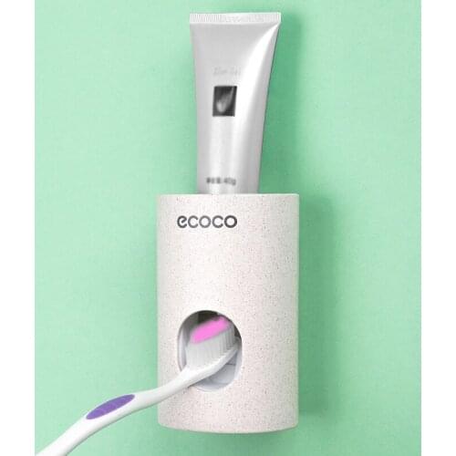 Automatic toothpaste dispenser dustproof toothbrush holder wall mount bracket bathroom accessory set toothpaste squeezer tooth