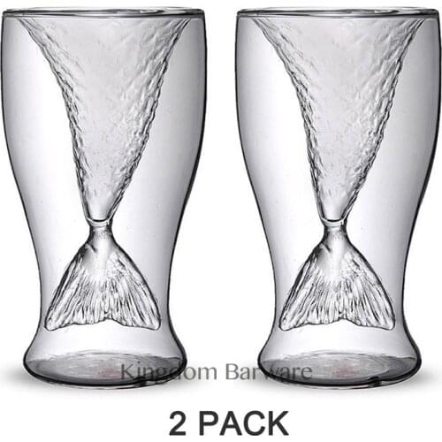 Free Shipping Creative Personality Mermaid Handmade Glass Cup Ice Cream Cup Double High-temperature Glass of Red Wine 100ml