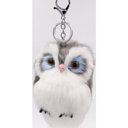 20pcs/lot Birthday Party Favors Guest Giveaway Owl Fluffy Balls Keychains Personalized Present Baby Shower For Wedding Souvenir