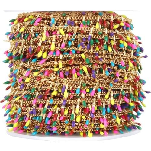 1 Meter Stainless Steel Gold colorful enamel Chains for Necklace Bracelet Anklet Jewelry Findings Components DIY Jewelry Making