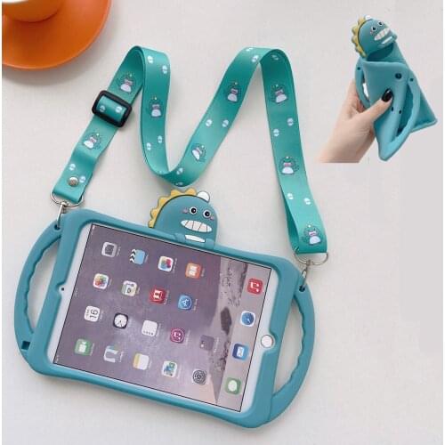 Shockproof Kids Cover with Shoulder Strap and Kickstand for Samsung Galaxy Tab A7 Cartoon Case T500 T505 Soft Silicone Cover+Pen