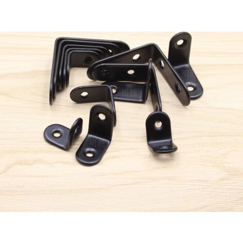 10pcs Black Corner Brace Brackets Supporting L-Shaped Brackets With Screws Fixing Right Angle Corners Brace Furniture Hardware