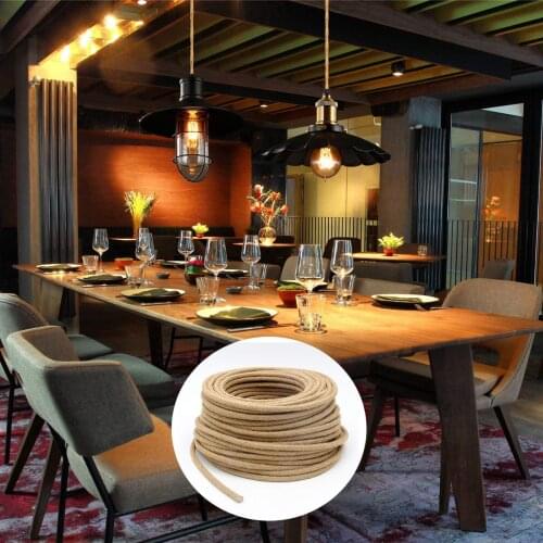 Electrical Wires 5/10/20 Meters 2 Core Electrical Rope Wire Hemp Rope Light Braided Flexible Cable Retro Pendant Light Cord