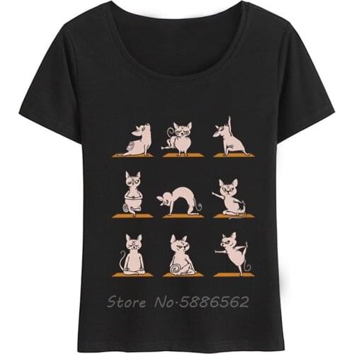 Sphynx YogaCat ExoticShorthair Funny T Shirt Women Summer New White Casual Femme Girl Kawaii Streetwear Tshirt Short Sleeve