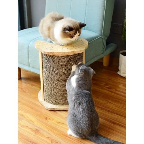 Solid Wood Cat Scratcher Board Guard Wall Corner Sofa Scratch Post Pet Corrugated Paper Toy Kitten Grind Claws Plate F3005