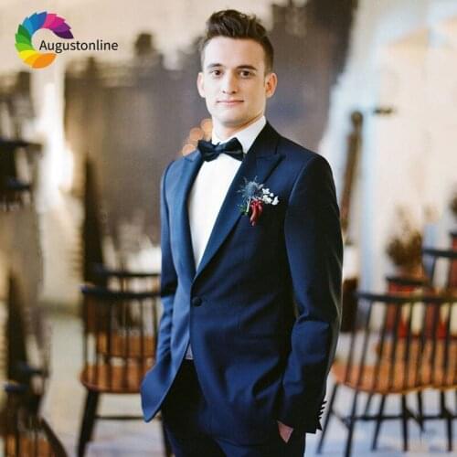 Royal Blue Slim Fit Wedding Men Suits Terno Tuxedos Groom Wear 2Pieces (Jacket+Pants) Bridegroom Prom Suits Costume Homme Blazer