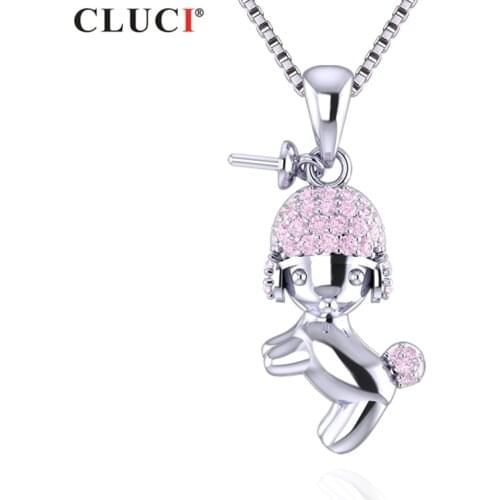 CLUCI 925 Sterling Silver Lovely Dog Shaped Pendant for Pearls Trendy Necklace Bracelet Jewelry 925 Women Silver Pendant SP396SB