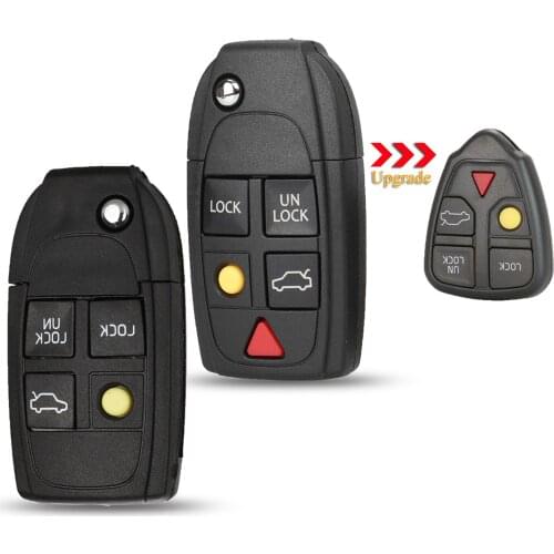 Kutery 10pcs 4/5 Buttons Modified Flip Folding Car Key Shell Case Fob For Volvo XC70 XC90 V50 V70 S40 V40 V90 C70 S60 S80 S70