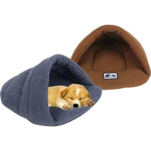 Dropshipping Soft Polar Fleece Dog Beds Winter Warm Pet Heated Mat Small Dog Puppy Kennel House Cats Sleeping Bag Nest Cave Bed
