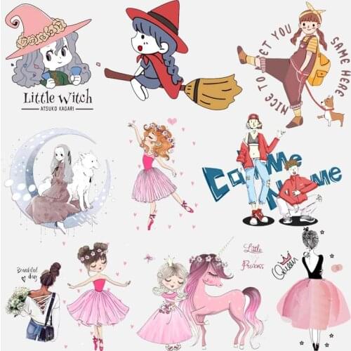 Cute Girls Thermo Stickers Princess Heat Transfer For Clothing Iron On Transfers For Clothes Appliques For Diy T-shirt Apparel