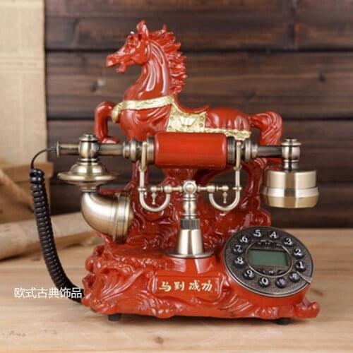 Fashion retro pastoral antique European telephone Decoration home art rustic phone household backlit